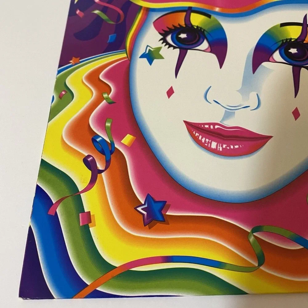 Vintage Lisa Frank Mardi Gras Clown Folder Trends Pocket Portfolio *Unpunched